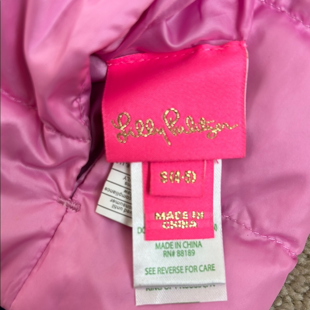 Lilly Pulitzer girls’ reversible pink/floral puffer vest, S 4/5 - Picture 5 of 5